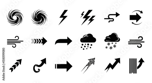 Dynamic Arrow Vectors Visual Cues and Directional Elements for Design Projects, Guidance, Weather Concepts, and Navigational Graphics, Pointing Directions, and Storm Indicators