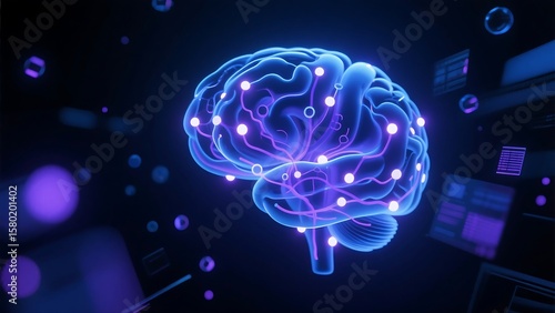 Wallpaper Mural A glowing 3D digital brain Torontodigital.ca