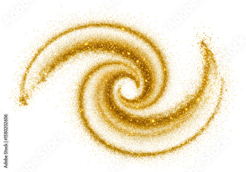 Abstract Golden Swirl with Sparkles on Transparent Background Illustration