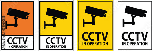 Variety of CCTV in Operation Warning Signs for Security Awareness