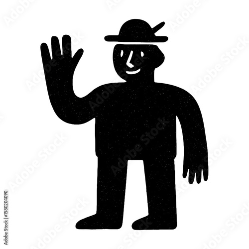 Friendly waving silhouette figure vector