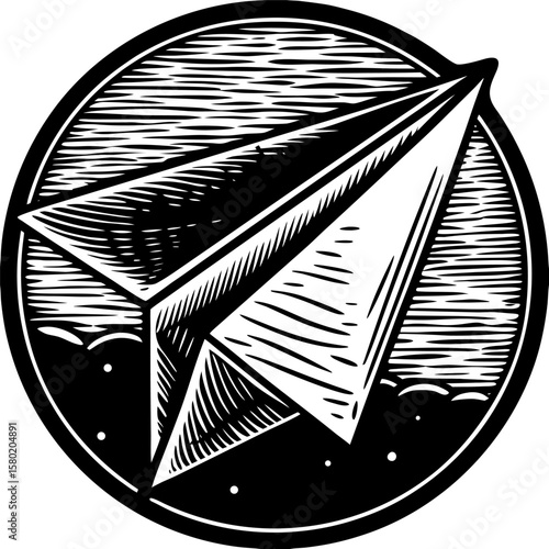 Telegram paper plane icon in rustic vector style