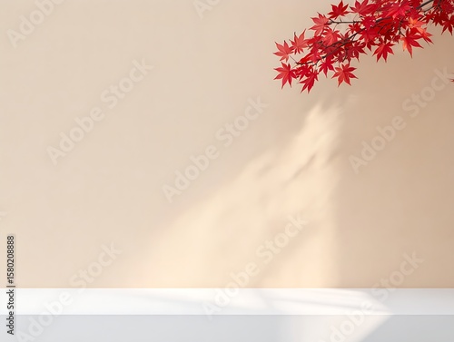 Autumn's gentle touch: serene blush tones and fiery maple leaves