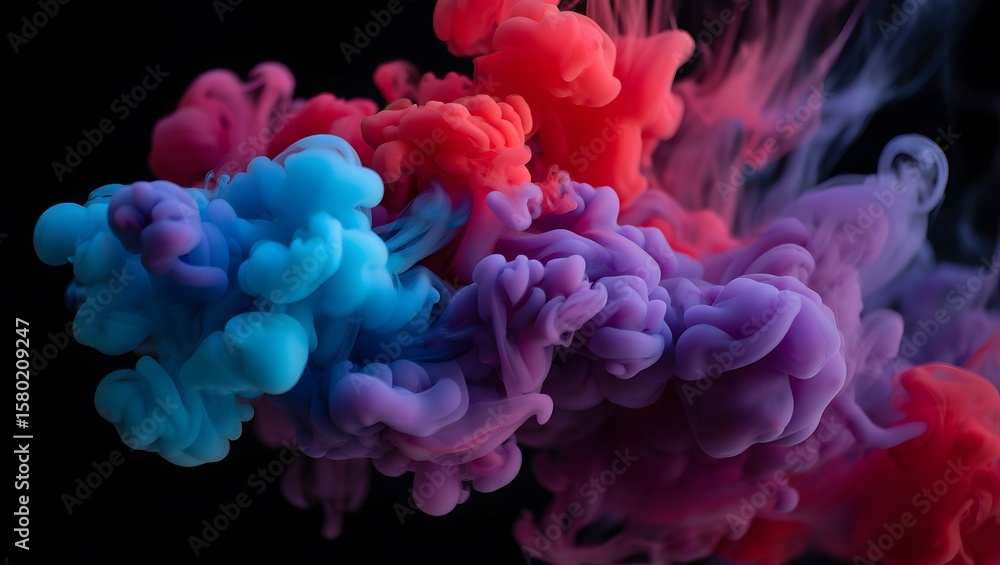 Obraz premium Colorful blue and red Smoke Explosion on Black Background