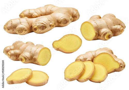 Isolated Macro Photo of Fresh Ginger Root Food Spice Transparent PNG