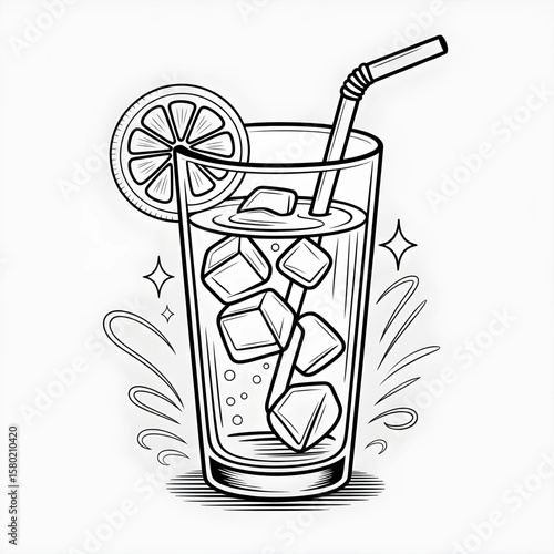 cocktail with ice and lemon