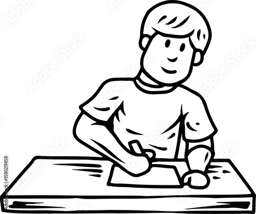 Male Student Writing and Studying