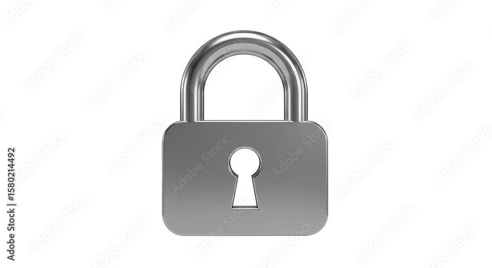Isolated 3D Rendering of Silver Lock Security Protection Padlock Safety Isolated 3D Rendering of Silver Lock Security Protection Padlock Safety