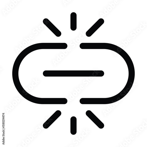 Outline broken link icon for error or disconnected URL