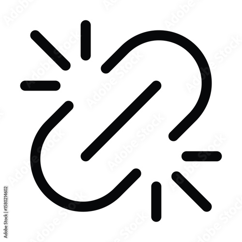 Outline broken link icon for error or disconnected URL