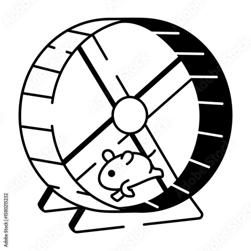 A drawing style icon representing hamster wheel 
