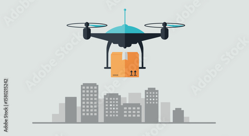 Drone Delivery Service over Cityscape
