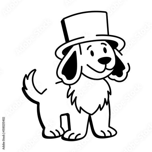 A drawing style icon representing pet hat  
