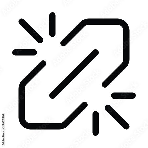 Outline broken link icon for error or disconnected URL