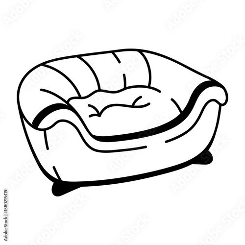 A sketchy style icon depicting dog bed  
