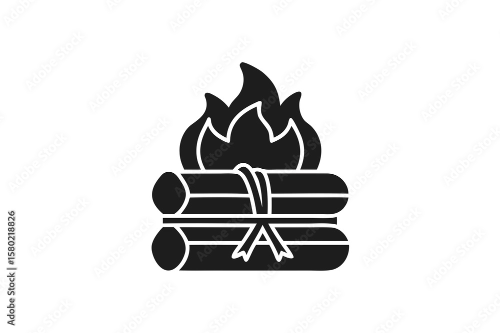 Obraz premium firewood bundle icon camping glyph black