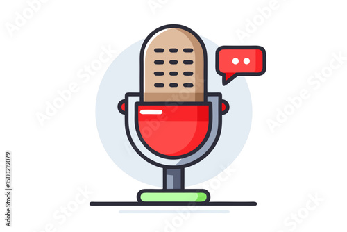 microphone chat bubble record voice talk alert