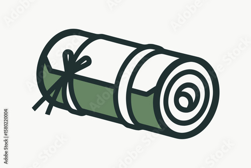 Foto rolled up sleeping bag tied glyph icon,