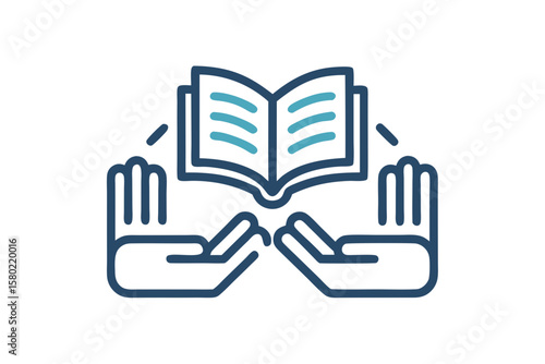 two hands passing book symbol icon,