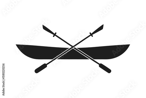 black kayak silhouette paddle water icon