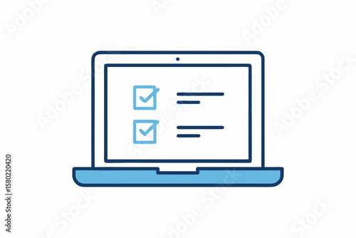 thin checklist laptop computer icon