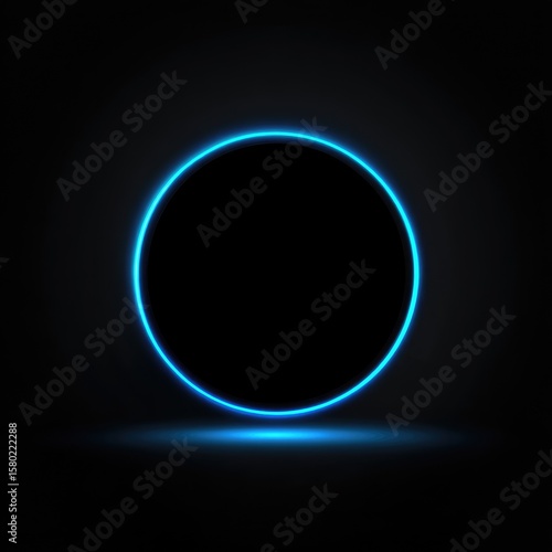 Neon blue circle on dark background