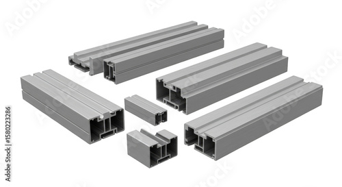 Aluminum Profile Extrusion 3D Render Industrial Material Component