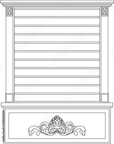vector illustration design architectural engineering view facade balcony window building classic vintage house