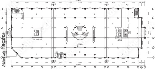 vector illustration of architectural engineering design layout site plan hall hall of modern multi-storey hotel building with elevator