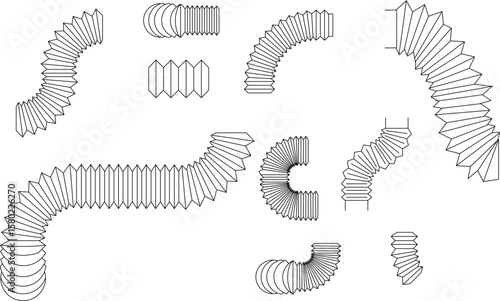 vector illustration of detailed engineering industrial equipment flexible pipe for exhaust fan 