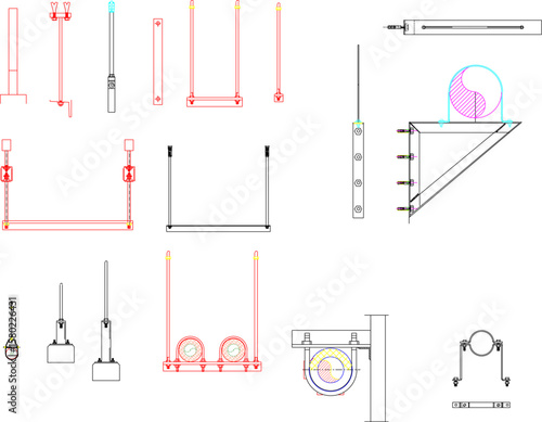 vector illustration of industrial equipment engineering detail typical BRACKET SUPPORT system