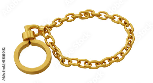 Isolated Gold Chain Ring Accessory on Transparent Background