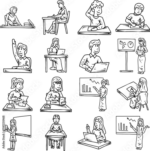 Students Learning and Teachers Teaching in Classroom