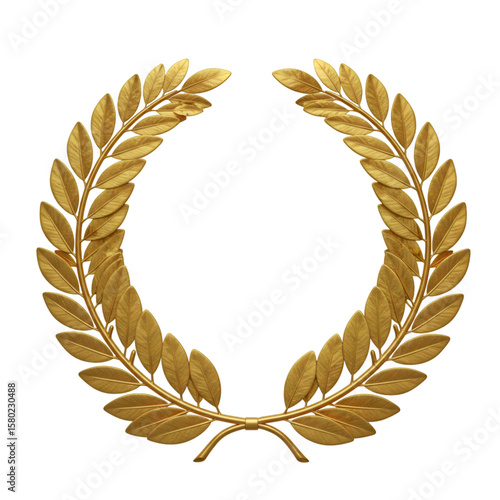Isolated Gold Laurel Wreath Symbol of Victory and Achievement