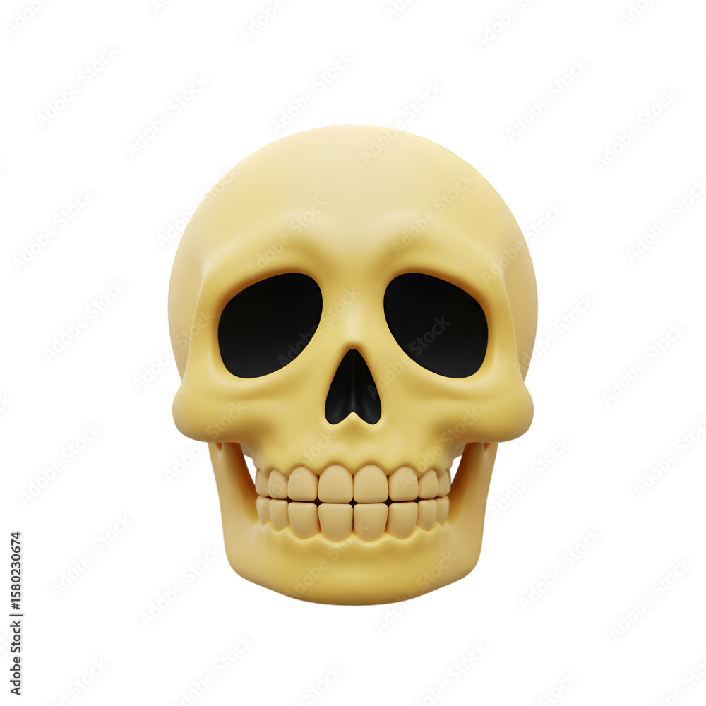 Obraz premium Isolated Beige Skull Anatomy in Transparent Background 3D Render