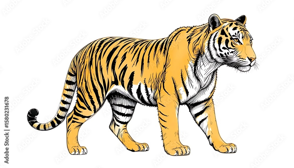 Obraz premium A detailed line art illustration of a tiger