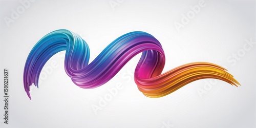 Vibrant gradient brush stroke swirling across a clean white background