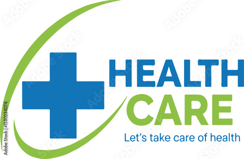 Health Care Logo with Slogan "Let's take care of health"