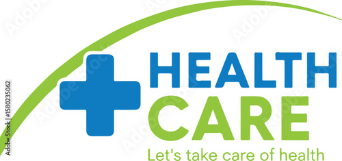 Healthcare logo with text "Let's take care of health" on white background