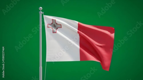 Malta's National Flag: A vibrant depiction of the Maltese flag waving gracefully against a solid background. A symbol of national pride, heritage, and unity.