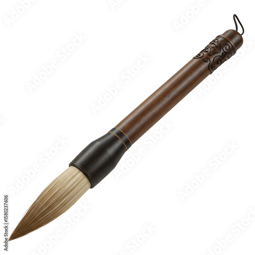 Isolated Artistic Calligraphy Brush Ink Asian Painting Tool Transparent