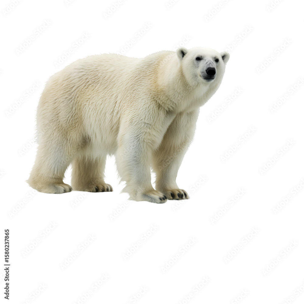 Fototapeta premium Isolated Polar Bear Standing Majestic White Fur Transparent Background