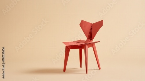  Elegant Origami Chair on Cream Canvas