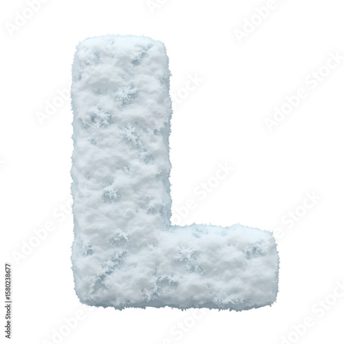 Isolated Illustration of Snowy Letter L on Transparent Background