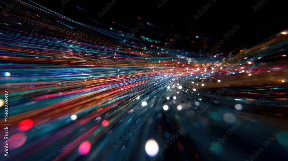 Fototapeta premium A mesmerizing burst of light trails illustrating vibrant colors and fast motion, perfect for modern tech concepts.