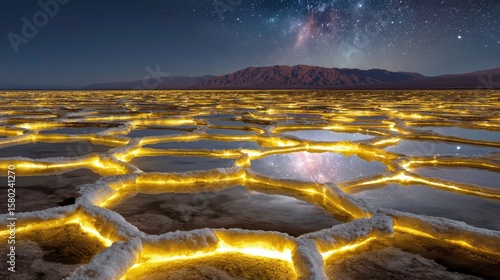 Salt Flats Night Sky: Desert Landscape, Milky Way, Abstract