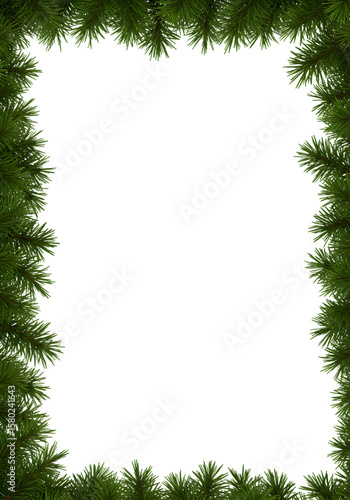 Christmas Fir Frame Border Decoration Evergreen Background Isolated