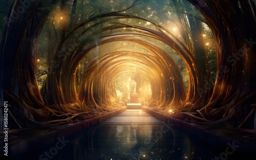 Ethereal tunnel glows with mysterious radiant light