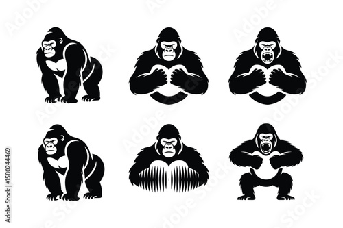Gorilla Silhouette Poses primate animal