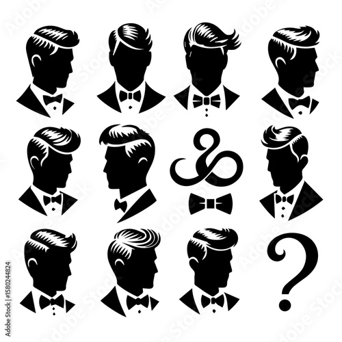 set of groom hairstyle vectors